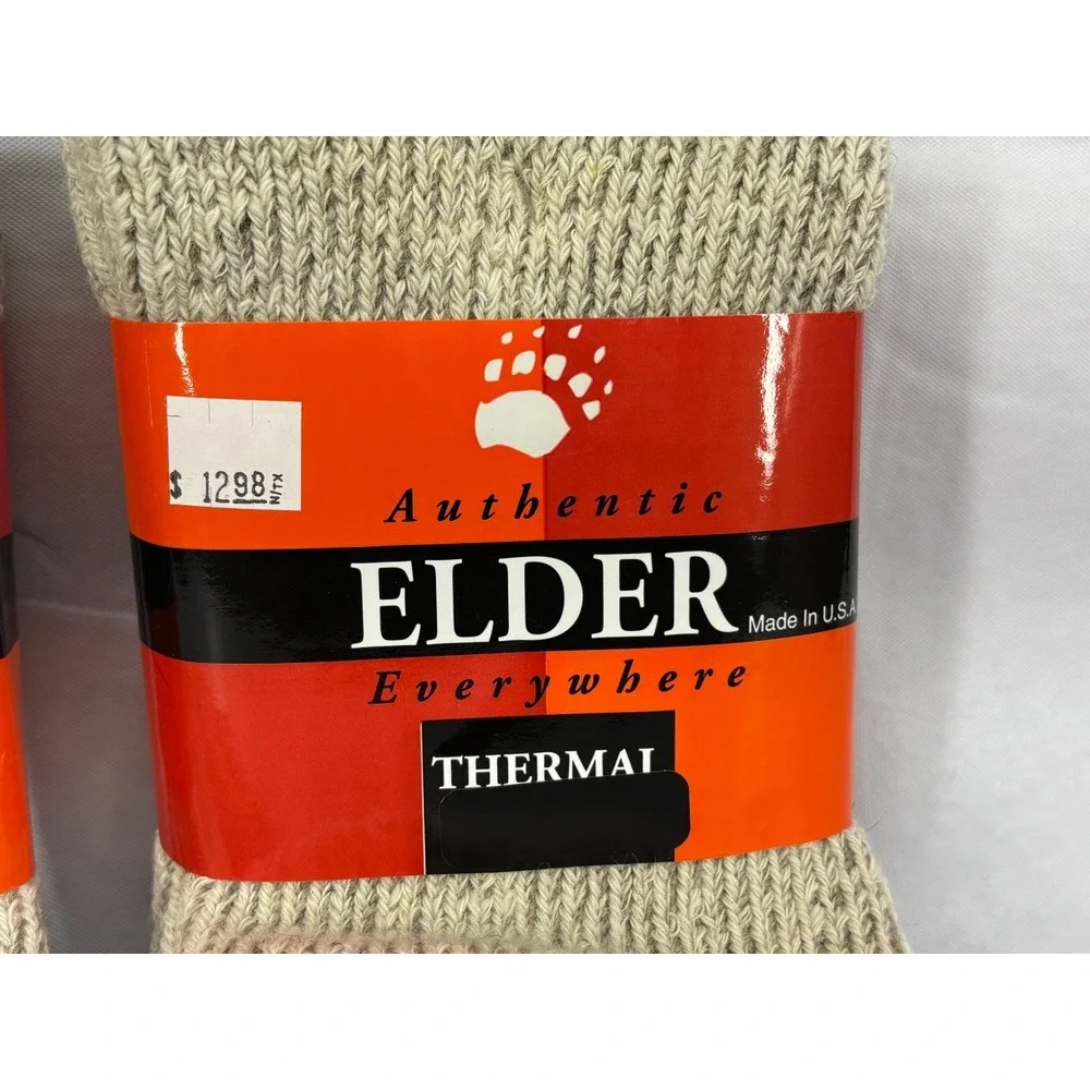 Elder Everywhere Thermal Socks Mens Gray Brown Wool 12-13 Lot of 2 Vintage T 322